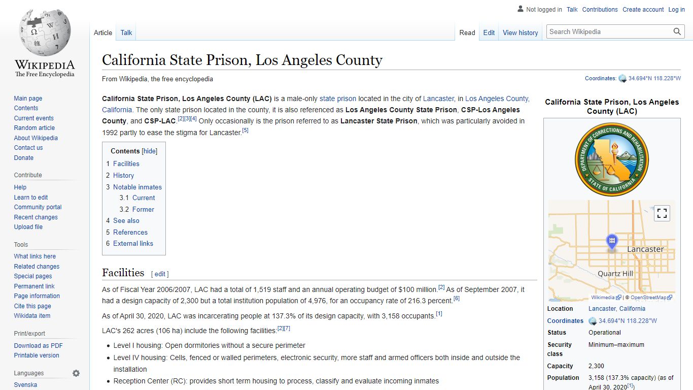California State Prison, Los Angeles County - Wikipedia